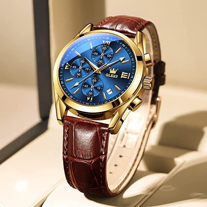 OLEVS 5610 New Luxury Fashion Glass Quartz Analog Men Watch-Water Resistant