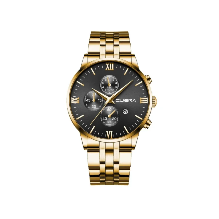 CUENA 6008 Stainless Steel chronograph Analog luminous Men’s Watch- Gold Black