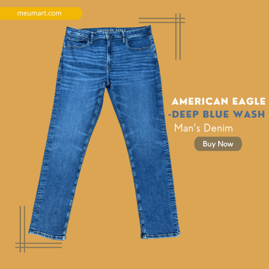 American Eagle Authentic Denim Jeans For Men-Deep Blue